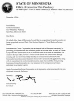 Letter From Tim Pawlenty - Governor Of Minnesota